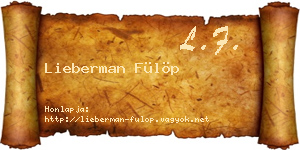 Lieberman Fülöp névjegykártya